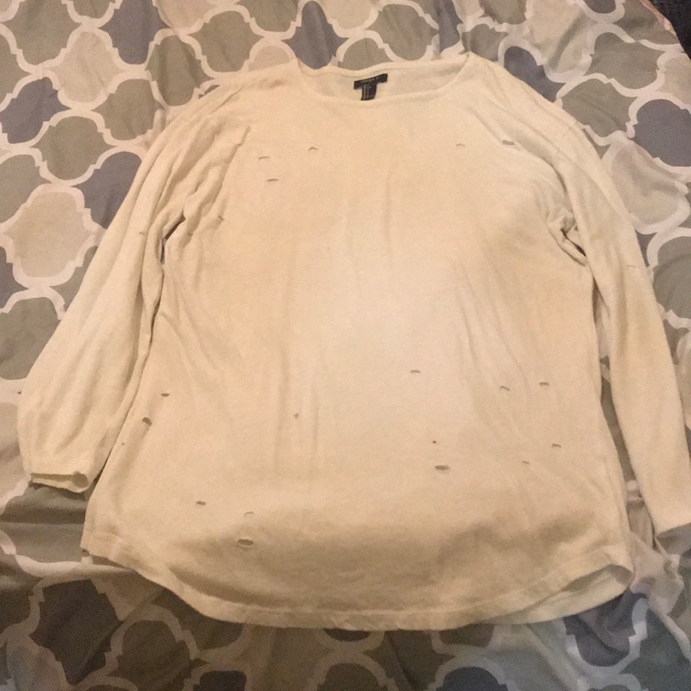 White long sleeve Long cut tee